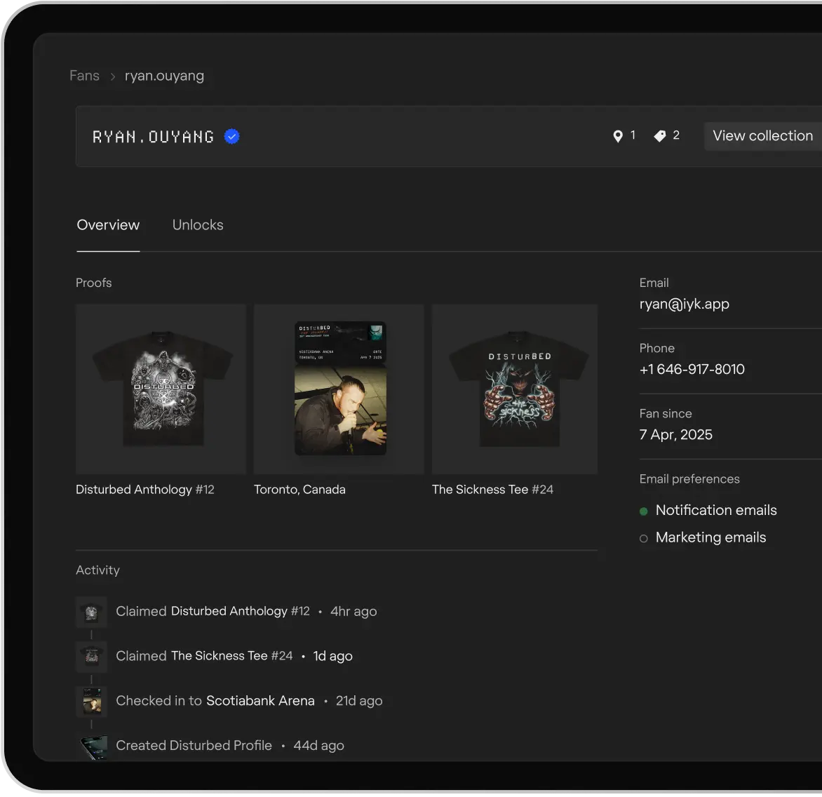 Artists get real time insights into their fans data